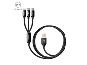 Mcdodo 3 v 1 kabel, Lightning / MicroUSB / USB C, 3A, 1.2m, ern